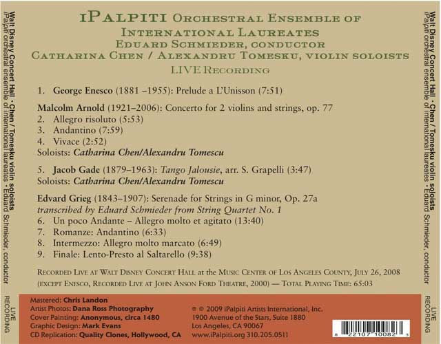CD Cover Back - iPalpiti - Live at Walt Disney Concert Hall 2008